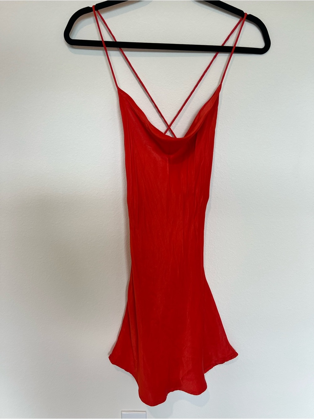 Zara Orange Satin Cowl Slip Mini Dress
